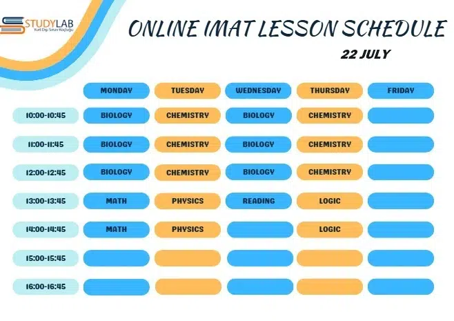 Online Imat Lesson Schedule – 22 July 2026